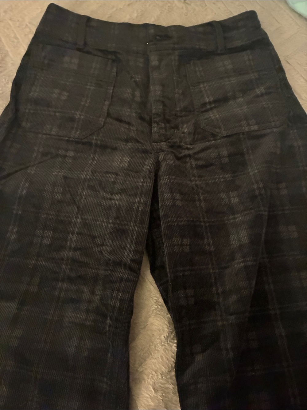 Maeve collette Black Plaid corduroy Trousers NWOT